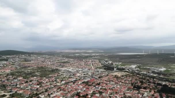 Повітряний Вид Alacati Windmills Izmir Кадри Високої Якості — стокове відео