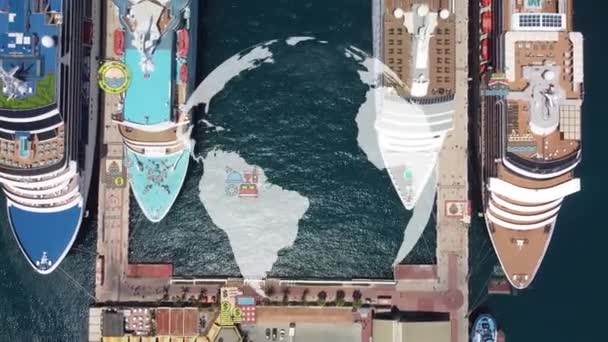 Plavební Lodě Shora Dronem Plavba Dovolenou Koncept Vysoce Kvalitní Záběry — Stock video
