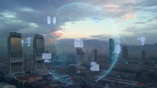 Conceito Cidade Digital Tecnologia Inteligência Artificial Cidade Inteligente Imagens Alta — Vídeo de Stock