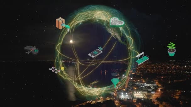 Smart City Iot Internet Thing Ict Digital Technology Futuristic Automation — Video