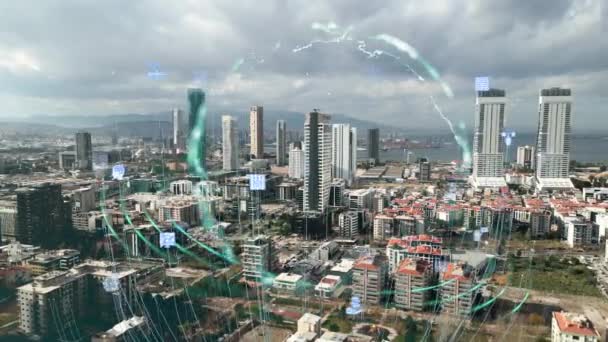 Concepto Ciudad Digital Tecnología Inteligencia Artificial Ciudad Inteligente Imágenes Alta — Vídeos de Stock