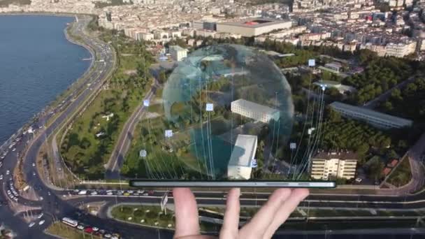 Dijital Şehir Konsepti Akıllı Şehirde Yapay Zeka Teknolojisi Yüksek Kalite — Stok video