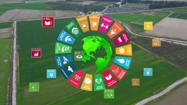 Zrównoważony Rozwój Akcja Klimatyczna Animacja Graficzna Koncepcja Celów Globalnych — Wideo stockowe