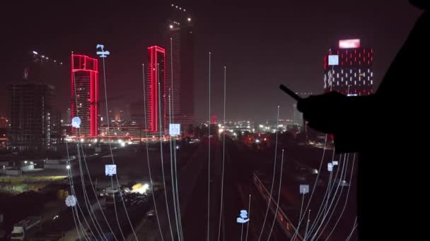 Akıllı Şehir Iot Interneti Ict Dijital Teknoloji Fütüristik Otomasyon Yönetimi — Stok video