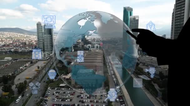 Digitální Městský Koncept Technologie Umělé Inteligence Chytrém Městě Vysoce Kvalitní — Stock video