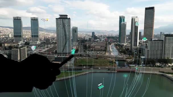 Smart City Iot Internet Thing Ict Digital Technology Futuristic Automation — Stock Video