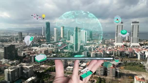 Smart City Iot Internet Thing Ict Digital Technology Futuristisch Automation — Stockvideo