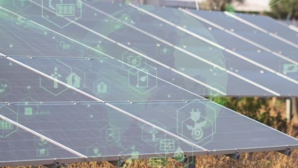 Concept Zonnecentrale Technologie Hernieuwbare Energie Slim Netwerk Hoge Kwaliteit Beeldmateriaal — Stockvideo