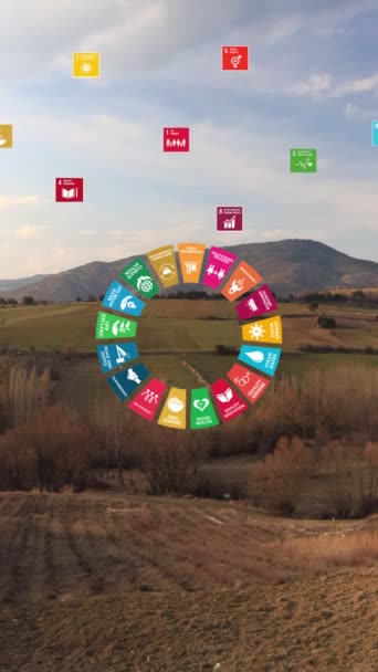 持続可能な開発気候行動Iモーショングラフィックアニメーション17の世界目標コンセプト — ストック動画