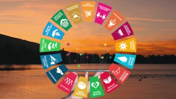 Global Goals Concept Earth Plexus Σχεδιασμός Κίνησης Γραφικών Κινουμένων Σχεδίων — Αρχείο Βίντεο