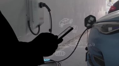 Elektrikli araba şarjı, şarj teknolojisi, temiz enerji dolum teknolojisi. Yüksek kalite 4k görüntü
