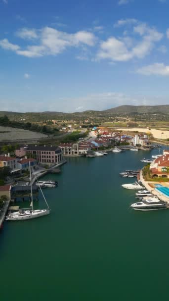 Aerial View Marina Yacht Club Turkey Alacati Port High Quality — 비디오