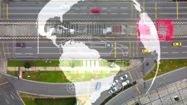 Intelligent Vehicles Cars Communicating Logistic Autonomous Delivery Vehicles Iot Gps — Stock video