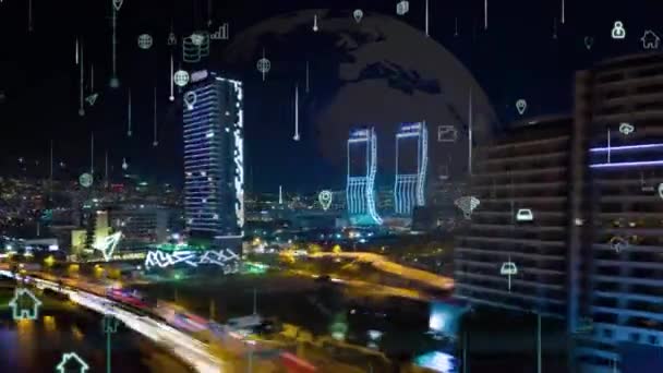 Smart City Iot Internet Thing Ict Digital Technology Futuristisch Automatiseringsmanagement — Stockvideo