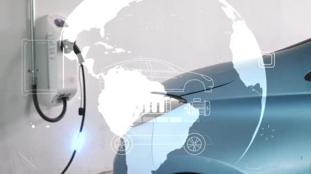 Електрична Зарядка Автомобіля Технологія Заряджання Технологія Заповнення Чистої Енергії Високоякісні — стокове відео