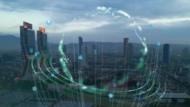 Digital Stadskoncept Artificiell Intelligens Teknik Smarta Staden Högkvalitativ Film — Stockvideo