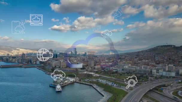 Smart City Der Cybersicherheit Digitale Daten Der Zukunft Und Technologie — Stockvideo