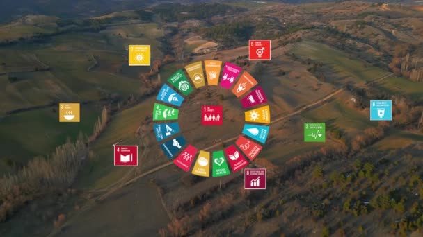 Global Goals Concept Earth Plexus Design Motion Graphic Animation Hoge — Stockvideo