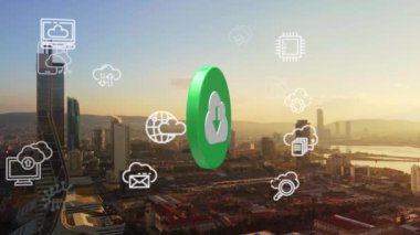 Bulut hesaplama konsepti. İletişim ağı. Yüksek kalite 4k görüntü