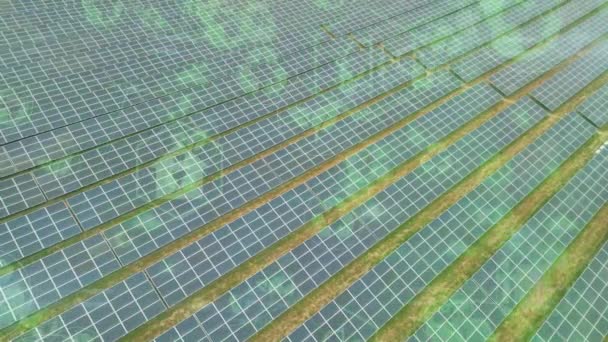 Eco Power Earth Solární Elektrárna Letecké Zobrazení Obnovitelná Energie Zelená — Stock video