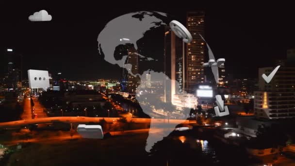 现代城市景观和通信网络的概念 Iot Internet Things Ict信息和通信技术 聪明的城市数字转型 高质量的4K镜头 — 图库视频影像
