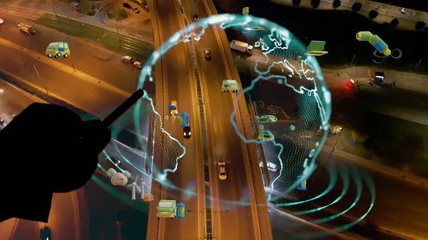 2018 Intelligent Vehicles Communating Logistic Autonomous Delivery Vehicles Iot Gps 로열티 프리 스톡 사진