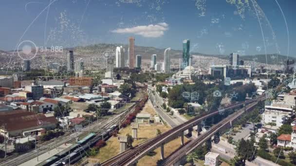 Akıllı Şehir Iletişim Ağı Konsepti Bazı Şeylerin Interneti Telekomünikasyon Yüksek — Stok video