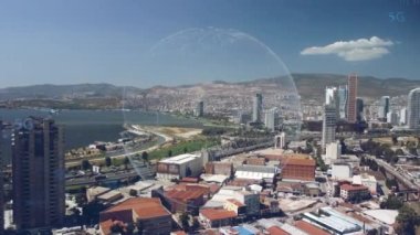 Akıllı şehir IOT interneti ICT dijital teknoloji fütüristik, otomasyon yönetimi akıllı dijital teknoloji VPN siber güvenlik enerjisi sürdürülebilir metaevren şehir sanal artırılmış. Yüksek