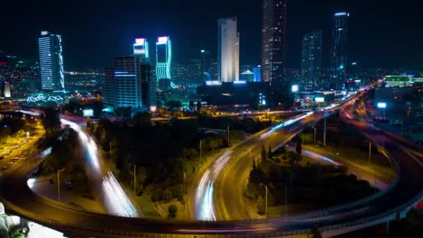 Luzes Aéreas Cidade Noite Izmir Turquia Time Lapse Imagens Alta — Vídeo de Stock