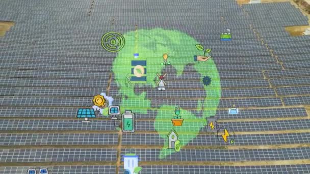 Eko Güç Dünya Güneş Enerjisinden Hava Görüntüsünden Kurtardı Yenilenebilir Enerji — Stok video