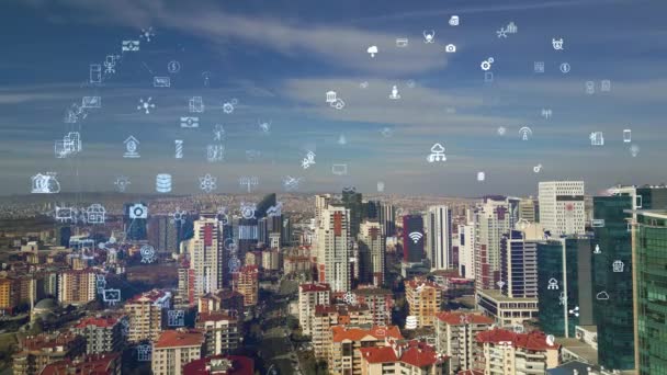 Concepto Ciudad Digital Tecnología Inteligencia Artificial Ciudad Inteligente Imágenes Alta — Vídeo de stock