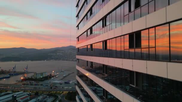 Luchtfoto Nacht Het Uitzicht Stad Izmir Turkije Hoge Kwaliteit Beeldmateriaal — Stockvideo