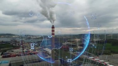 Yapay Zeka ve endüstri konsepti. Endüstriyel teknoloji. Endüstriyel 4.0. İletişim ağı. Yüksek kalite 4k görüntü