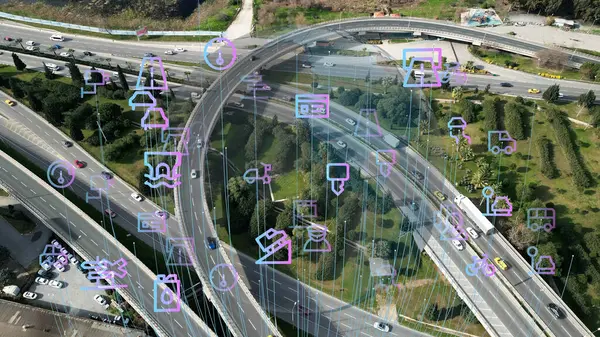 Veículos Inteligentes Carros Que Comunicam Logística Entrega Autônoma Veículos Iot Fotos De Bancos De Imagens