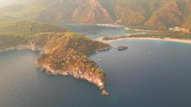 Niesamowity Piękny Widok Panoramiczny Drona Naturalnego Parku Oludeniz Fethiye Niebieskiej — Wideo stockowe