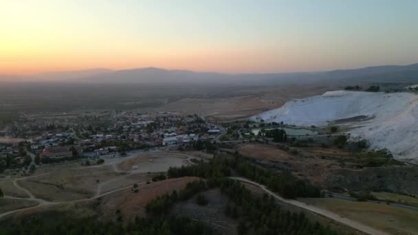 Pamukkale Travertines Cinematic Aerial Drone Footage Turco Famoso Baño Termal — Vídeo de stock