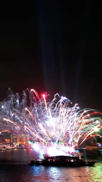 Fuochi Artificio Nella Città Izmir Centenario Della Repubblica Turchia Izmir — Video Stock