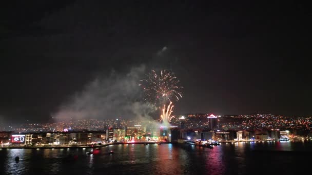 Фейерверки Городе Измир 100 Летию Турецкой Республики Измир Октября 2023 — стоковое видео