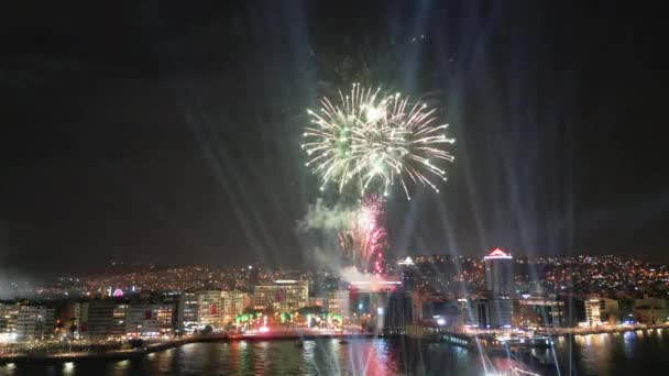 Fogos Artifício Cidade Izmir Para Centenário República Turquia Izmir Outubro — Vídeo de Stock