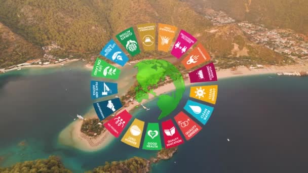 Global Goals Concept Earth Plexus Σχεδιασμός Κίνησης Γραφικών Κινουμένων Σχεδίων — Αρχείο Βίντεο