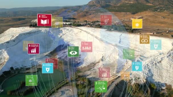 Global Goals Concept Earth Plexus Design Motion Graphic Animation 高品質4K映像 — ストック動画
