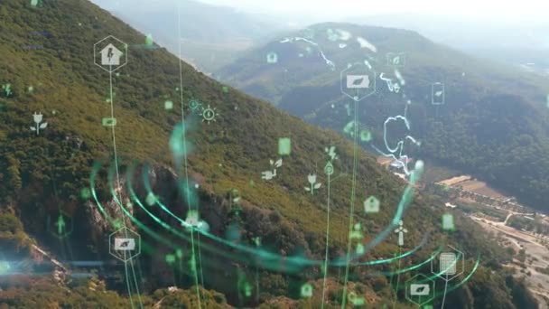 Воздушный Вид Зеленый Лес Концепция Экологических Технологий Зеленые Технологии Экология — стоковое видео