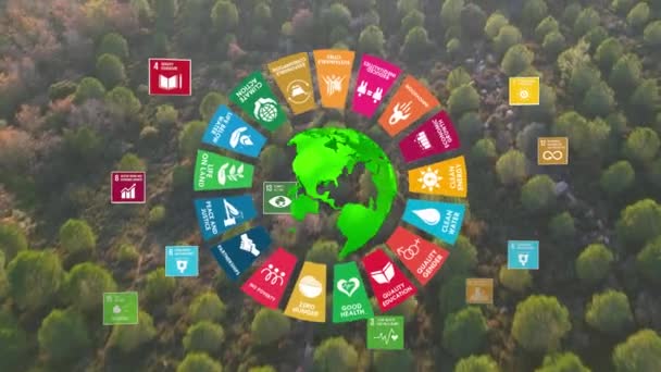 Global Goals Earth Design Motion Graphic Animation Высококачественные Кадры — стоковое видео