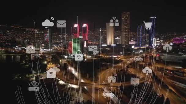 Smart City Iot Internet Thing Ict Digital Technology Futuristinen Automaation — kuvapankkivideo
