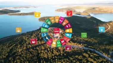 17 Küresel Amaçlar Dünya Pleksus Tasarım Grafik Animasyonu. Yüksek kalite 4k görüntü