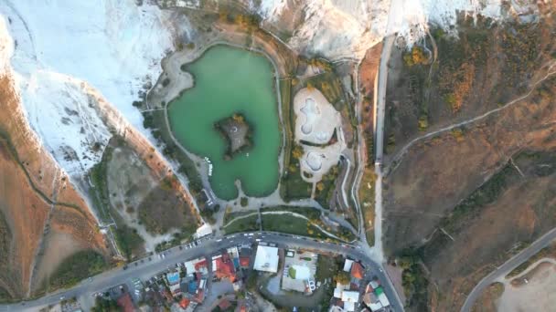 Pamukkale Travertines Imagens Cinematográficas Drones Aéreos Turco Famoso Banho Termal — Vídeo de Stock