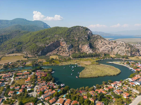 Dalyan Nehri Drone Videosu Ege Denizi Ortaca Mugla Türkiye Yüksek Telifsiz Stok Fotoğraflar