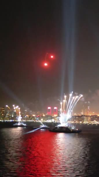 Fogos Artifício Cidade Izmir Para Centenário República Turquia Izmir Outubro — Vídeo de Stock