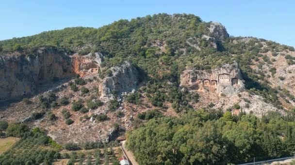 Дал Мугла Туреччина Королі Гробниці Скелі Обличчя Каунус Далянь Туреччина — стокове відео