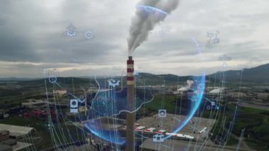Endüstriyel teknoloji. İletişim ağı. Endüstriyel 4.0. Fabrika otomasyonu. Yüksek kalite 4k görüntü